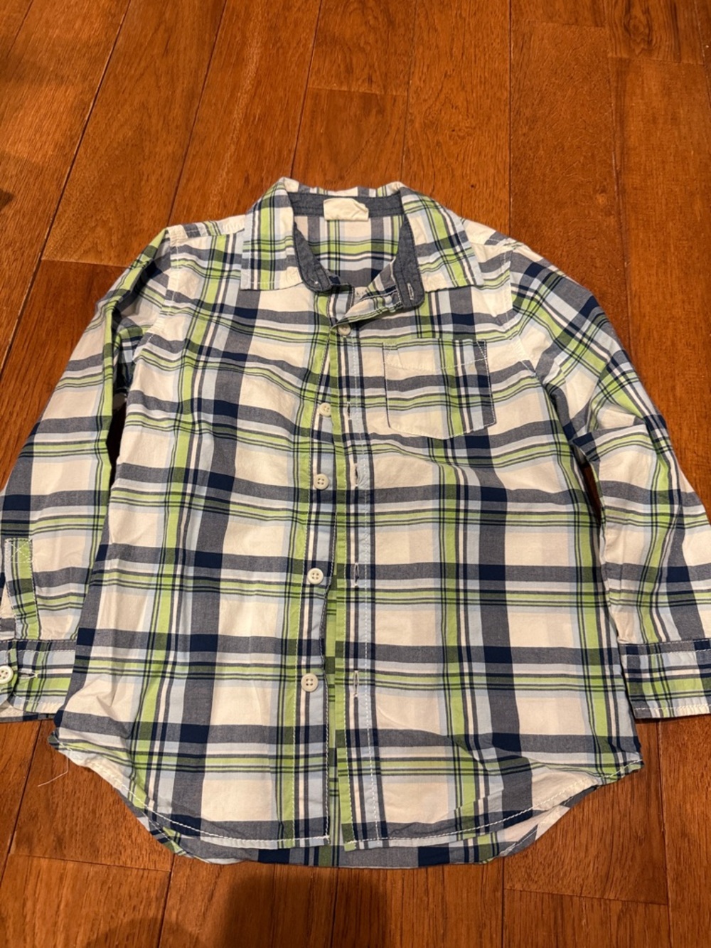 Crazy 8 Boys Plaid Button-Down Shirt - Navy, Green & White